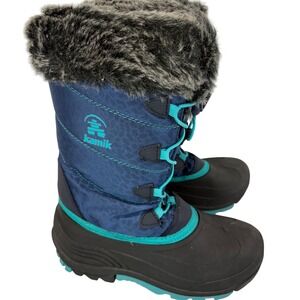 Kamik Kids Big Kids Size 5 Blue Teal Snow Boot Waterproof Faux Fur Insulated